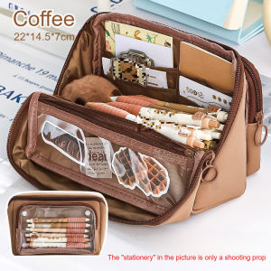 Pencil case 9 layer besar detachable multi pocket tahan lama organizer alat tulis sekolah pejabat zip storage
