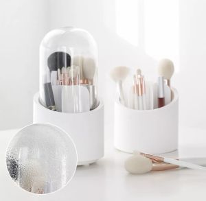 LRMS Rotating Brush Holder with Lid / Make up Brush Storage / Kotak Brush Putar Anti Debu Kotoran Tahan Air