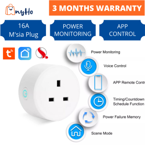 TUYA WIFi Smart Plug 16A with Power Monitor Wireless Socket works with Smart Life Google Home Assistant Alexa