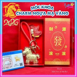 Móc Khóa Ngựa Vàng 2026 Phong Thủy Tài Lộc Dây Đỏ May Mắn Treo Xe Túi  Chìa Khóa Sang Trọng Có Hộp