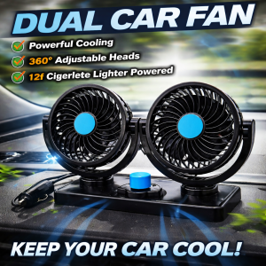 Universal Car USB Dual Head Fan 5V/12V/24V Air Conditioning Double Booster Cooler 360° USB Fan Car Fan For Car Van Truck