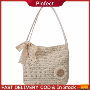 Women Straw Woven Tote Handbag Large Capacity Top Handle Bag Female Hobo Purse for Travel Shopping Daily Use