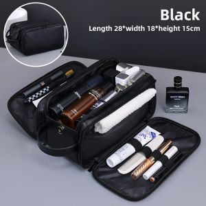 Mens PU Travel Toiletry Bag Large Capacity Waterproof Storage Organizer