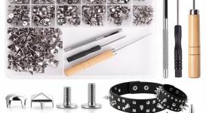623 Pcs Punk Studs and Spikes Kit - Spikes for Clothes with 8 Sizes of Tapered Square & Round Craft Leather Goods Shoes Accessories Dog Collars DIY Decoration
