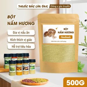 Bột nấm hương nguyên chất 500g (Bột nấm rơm gia vị nấu ăn) - Thuốc Bắc Lãn Ông