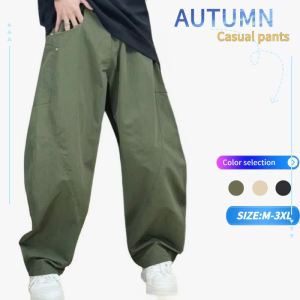 Mens Loose Fit  Cargo Pants Mid-Waist Straight Leg Casual Trousers With Pocket For Spring Fall