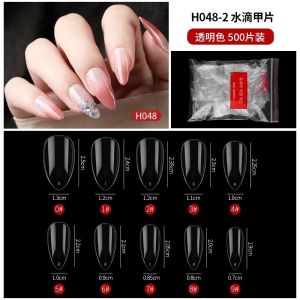 500pc kuku palsu akrilic transparan untuk Nail Art kuku palsu transparan
