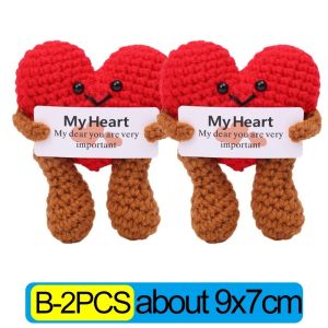 5PCS Valentine’s Day Confession Love Knitted Doll Ornament with Card Fun Love Message Pendant DIY Home Desktop Decoration Gift