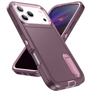 Build-in Kickstand3 Layer Hybrid Hard PC Soft TPU Dust Plug Heavy Duty Protection Shockproof Protective Defender Case for iPhone 17 Pro Max Air 16 Pro Max 16E 15 Plus 14 Pro 13 12