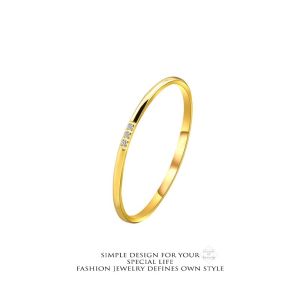 Gold Stainless Ring Fashion Diamond Ring For Women Minimalist Stainless Rings For Women Hypoallergenic Lady Accessories Elegant Fashion Single / Triple Diamond Ultra Slim Ring COD
