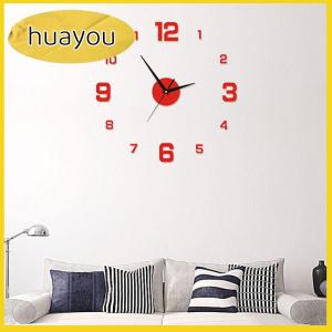 huayou นาฬิกาแขวนผนังแบบทำมือสำหรับบ้านสำนักงานไร้กรอบนาฬิกาติดผนัง3D ทันสมัยสติกเกอร์กระจกนาฬิกาแขวนผนังดีไซน์ห้องโรงแรมของตกแต่งโรงเรียน