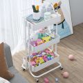 3 Tier Trolley Cart Organizer Heavy Duty Rolling Utility Cart with Wheels and Handle. 