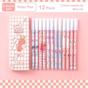 12Pcs/Box Cartoon Erasable Gel Pens Washable Handle Magic Pen 0.5mm Blue Ink School Office Supplies Stationary