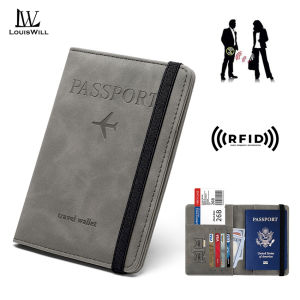 LouisWill Men Wallet RFID Card Case Soft PU Wallet Business Wallets Passport Holder Coin Bag Zipper Multi-Card Position ID Credit Cards Holders Solid Color Travel Purses Coin Pouch