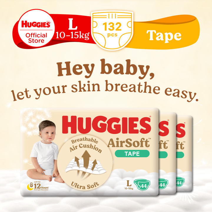 Huggies Airsoft Tape Diapers L 44S Case Lazada Singapore