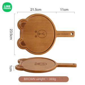 100% Authentic Line Friends Dinner Plate Wooden Insulated Tray Anti-scalding Fruit Plate Food Tray Tea Fruit Food Server Dish Platter Dessert Plate Anti-fade High Temperature Resistance Sturdy and Durable BROWN SALLY LFB86