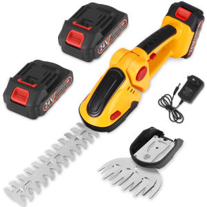 เครื่องตัดแต่งกิ่งพุ่มไม้ไร้สายกรรไกรหญ้าแต่งสวนกรรไกรตัดพุ่มไม้สำหรับสนามหญ้าขอบ2 In 1เครื่องเล็มขนาดเล็กพร้อมแบตเตอรี่ Li-Ion 2แพ็คและที่ชาร์จสำหรับไม้พุ่มสวนหญ้าสนามหญ้าและการตัดแต่งกิ่ง