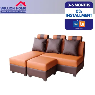 Elegant Convertible L-Shape Microfiber Sofa with Footstool and Plush Pillows by WILLION HOME