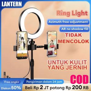 Ring light Tripod Mini Beauty Stand untuk Live stream Video Selfie Lampu 2 Holder HP lampu led rumah