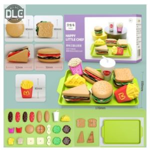 Play Food Toy Set Kitchen Pretend Play Accessories Toy Fast Food Pretend Toy Set for Kids
