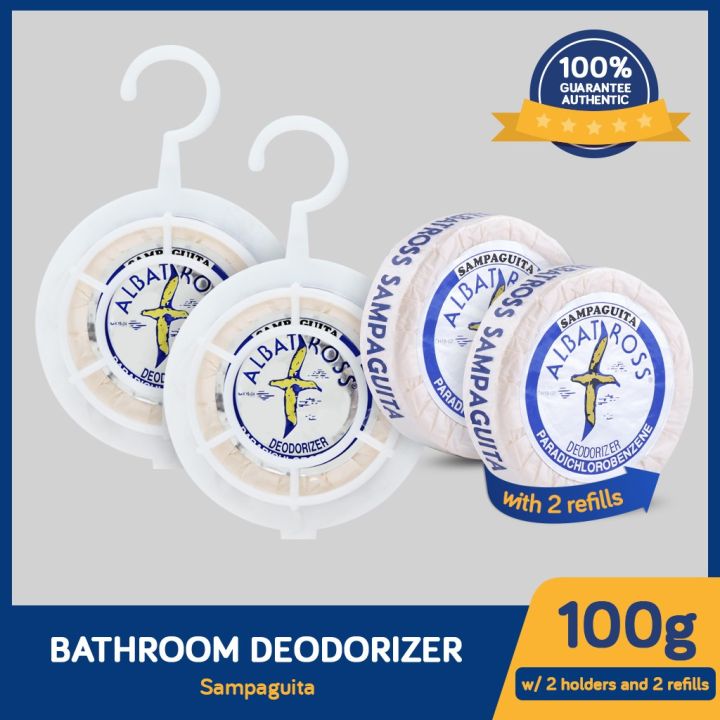 Albatross Bathroom Deodorizer Sampaguita w/ Holder & Refill 100g x 2