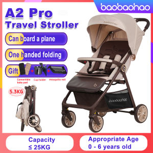 Babaohao A2pro Baby Stroller - Lightweight Foldable Reclining Seat One-Hand Fold Portable 4-Wheel Pushchair