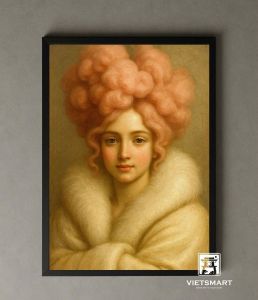 Tranh Nghệ thuật "Cô Gái Tóc Kẹo Bông" VIETSMART ART - Sơn dầu 60 x 90cm