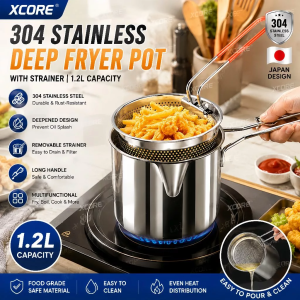 High-Quality Stainless Steel Deep Fryer Pot with Strainer - Versatile Kitchen Appliance