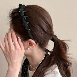 High-End Glossy Mesh Twisted Satin Headband with Teeth Anti-Slip Ruffled Wash Face for Women