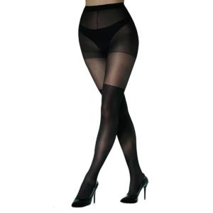 Elegant Over The Knee Black Tights for Women with Shaping Effect Mock Thigh High Look Pantyhose for Dresses or Skirts