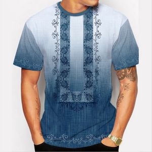 New Ethnic Style Shirt For Men 3d Printed Lapel Short-Sleeved Polo Shirt For Men And Women Retro Traditional Clothing Loose Casual Large Size Modern Barong Shirt For Men