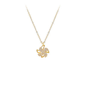 Boliron Light Luxury Can Rotate Zircon Windmill Gold Plated Diamond Pendant Temperament Highgrade Pendants Send Gift Box