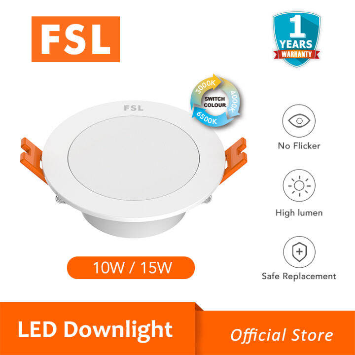 FSL Brand 3 Color LED Slim Round panel light downlight 6w/9w/15w Tri ...