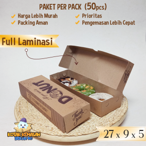 Box Donat isi 3/Dus Donat isi 3/Dus Bolen Kraft Laminasi Isi 50