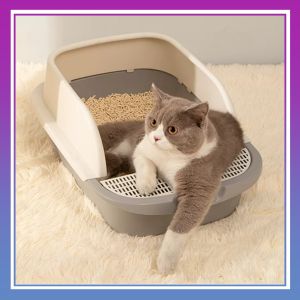 Happy Pet 2021 LARGE New Modern Design Cat Litter Box Tandas Pasir Kucing With Free Scoop
