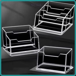 1Pcs Bussiness Card Holder Transparent 1/2/3 Grids Business Card Box Acrylic Plastic Display Stand School Office Supplies Card Box