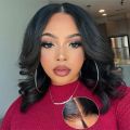 5x5 Wear and Go Glueless Bob Wig Human Hair Pre Plucked Pre Cut Glueless Wigs for Black Women Body Wave Lace Front Wigs Human Hair No Glue Lace Closure Wig for Beginners 180% Density 12 Inch. 