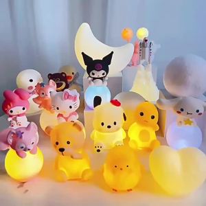 Sanrio Night Light Hello  Kuromi Cinnamoroll Melody Anime Figure Toy Decoration Bedside Lamp Kawaii Cute Kid Birthday Gifts