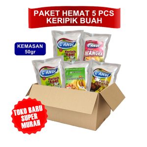 PAKET HEMAT ISI 5 KERIPIK BUAH NANGKA SALAK APEL KEMASAN 50 GRAM
