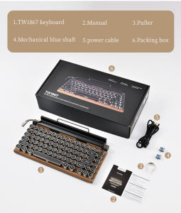 Retro Mechanical Keyboard Dot Typewriter Wireless Bluetooth Keyboards 83keys Computer Keyboards For PC Laptop Gaming Keyboards