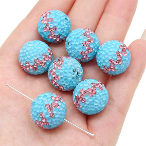 1PC Handmade Polymer Clay Beads  Round Ball Bow Beads with Rhinestones Charm for Earring Necklace DIY Jewelry Making Beads
