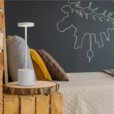 LED Wireless Iron Table Lamps 3 Color Changeable & Dimming Table Light Type-C Rechargeable Matte Metal Shell Reading Light Indoor Outdoor Room Lighting