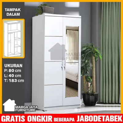 Lemari Pakaian 3 Pintu Minimalis Putih Modern Termurah Murah Kamar Baju Laci Terlaris