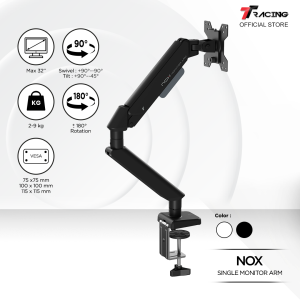 TTRacing NOX Adjustable Monitor Arm - Single/Dual Arm With Cable Management Supports Up to 32" & 9