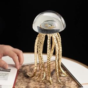 xpkQ Luxury Jellyfish Figurines Metal Creative Aesthetics Figurine Art Funny Ornament Home Living Room Entrance Desktop Decoration H5K8Q