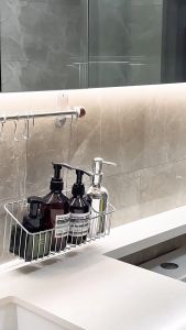 GSlife 【No-Drill】304 Stainless Steel Wall-Mounted Bathroom Shelf Kitchen Rack Hanging Rods