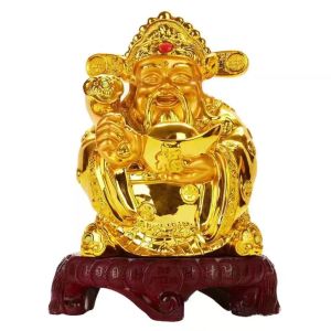 เทพเจ้าไฉ่ซิงเอี๊ยะ ประดับอัญมณี หัวมังกร ของมงคลเสริมฮวงจุ้ยตกแต่งห้อง 13x16x18cm งานเรซิน