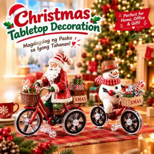 Allieuka Christmas Desktop Decoration Santa Snowman Bicycle DIY Table Decor Showcase Holiday Display