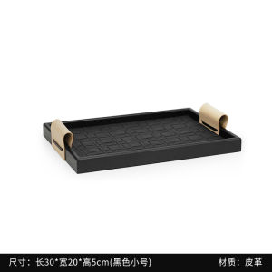 ถาดอบกลิ่นหอมหนังสีเทาดำสุดหรูโต๊ะกาแฟในห้องนั่งเล่นถาดเก็บของสัมผัสสุดหรูโต๊ะตกแต่งแบบนุ่ม