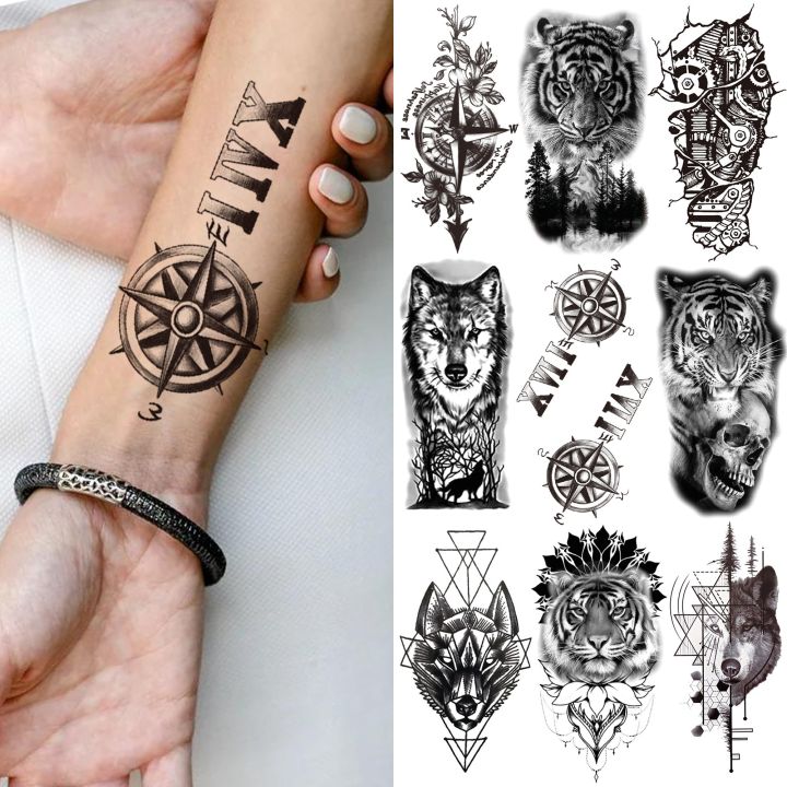 Temporary Tattoo Sticker, 1 Sheet Wolf & Black Bear & Forest & Moon Pattern  Waterproof And Durable, Suitable For Body Painting On Arms, Legs, And Body  | SHEIN USA